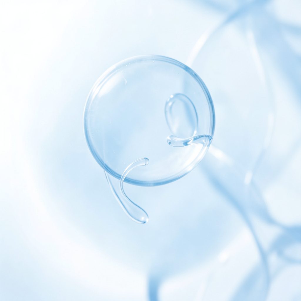 Warm, softly lit portrait-style photo representing clinical care, pale blue and white tones